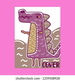 cute dinosaur drawn as vector for kids fashion – Vector