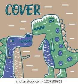 cute dinosaur drawn as vector for kids fashion – Vector