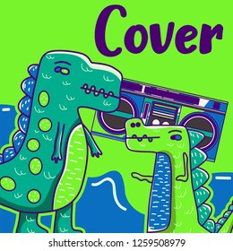 cute dinosaur drawn as vector for kids fashion – Vector