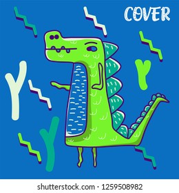 cute dinosaur drawn as vector for kids fashion – Vector