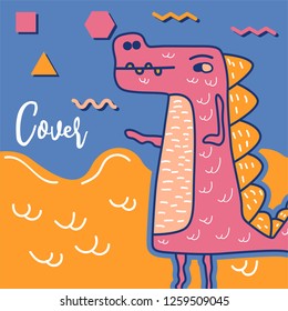 cute dinosaur drawn as vector for kids fashion – Vector