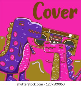 cute dinosaur drawn as vector for kids fashion – Vector