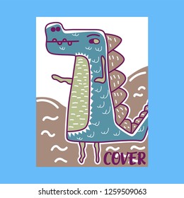 cute dinosaur drawn as vector for kids fashion – Vector