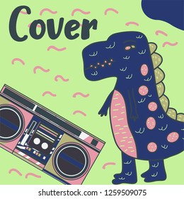 cute dinosaur drawn as vector for kids fashion – Vector