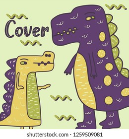 cute dinosaur drawn as vector for kids fashion – Vector