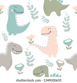 cute dinosaur drawn as vector for kids fashion