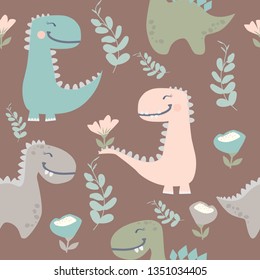 cute dinosaur drawn as vector for kids fashion