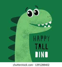 cute dinosaur drawn as vector for tee print