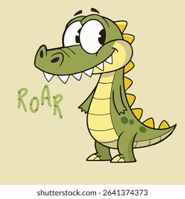 Cute dinosaur drawn as vector for tee print