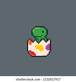 cute dinosaur egg in pixel style