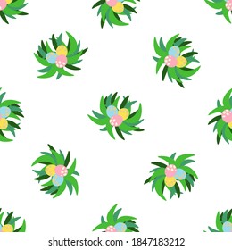 Cute dinosaur eggs in the nest on a white background. Beautiful predators in a flat style. Cartoon animals reptiles for web pages.
Stock vector illustration for decor, design, textile baby,
wallpaper