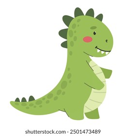 Dinosaurio lindo en estilo plano, carácter de los niños.
