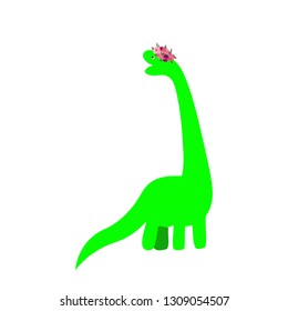 Cute dinosaur in flower crown vector isolated