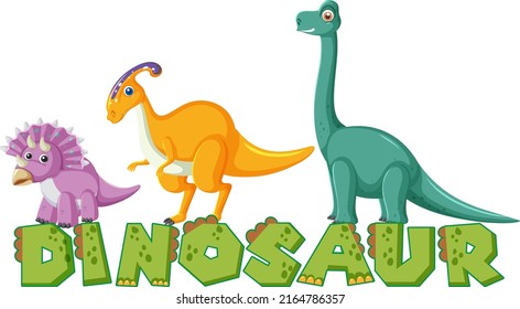 Cute dinosaur font logo illustration