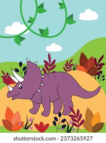 Cute dinosaur in the forest.