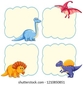 Cute Dinosaur Frame Template Illustration