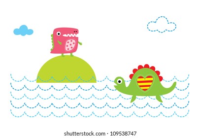 cute dinosaur friendship