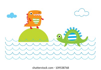 cute dinosaur friendship
