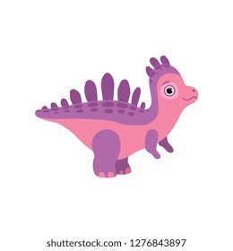 Cute dinosaur, funny baby dino cartoon character vector Illustration
