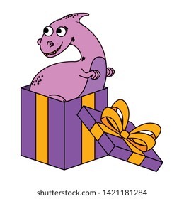 cute dinosaur in gift box