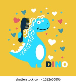 Cute dinosaur with hair comb