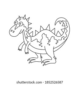 Cute dinosaur. Hand drawn dino. Vector illustration in doodle and cartoon style for coloring books and prints