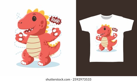 Cute dinosaur hand drawn, ready for print on t shirt and other uses