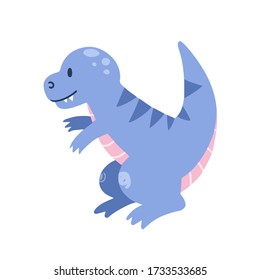 Cute dinosaur hand drawn vector color characters. Dino flat clipart. Sketch prehistoric animal. Jurassic reptiles doodle drawing. Isolated scandinavian cartoon for kids book