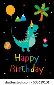 cute dinosaur happy birthday greeting card