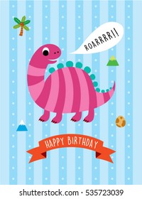 cute dinosaur happy birthday greeting card