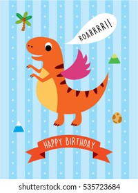 cute dinosaur happy birthday greeting card
