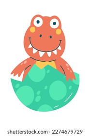 Cute Dinosaurier schlüpfen aus Ei-Flachsymbol. Vektorgrafik