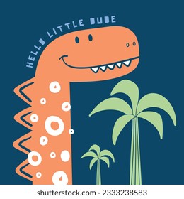 cute dinosaur head drawing for baby fashion as vector