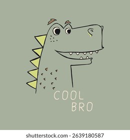cute dinosaur head sketch as vector for tee print