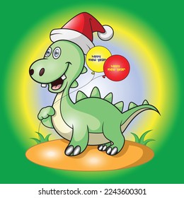 a cute dinosaur is holding balloon