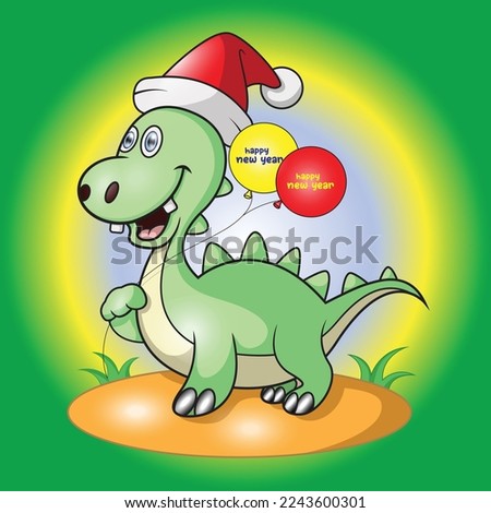 a cute dinosaur is holding balloon