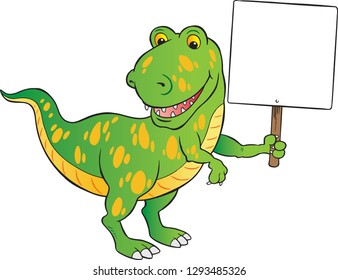 Cute Dinosaur holding sign vector