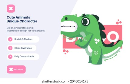 cute dinosaur icon illustration. animal love icon concept