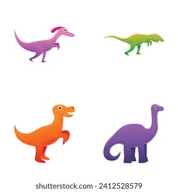 Cute dinosaur icons set cartoon vector. Various little dinosaur. Cartoon character