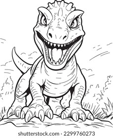 Cute Dinosaur Illustration Animal Vector Line Art Coloring Page