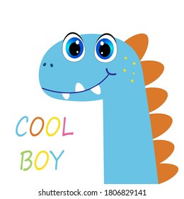 cute dinosaur illustration, cartoon vector for baby print