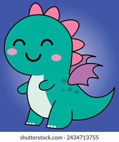 Cute dinosaur illustration in childish theme and colors, vector for backgrounds