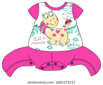 Cute Dinosaur Illustration for Kids' Print Design