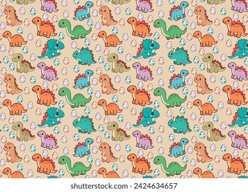 Cute dinosaur illustration, pattern, vector, for backgrounds, children's fabric textures