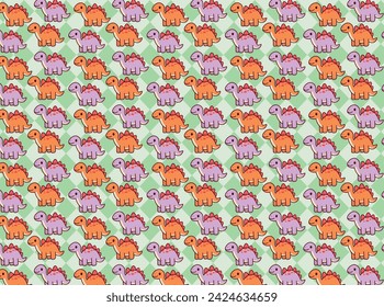 Cute dinosaur illustration, pattern, vector, for backgrounds, children's fabric textures