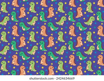 Cute dinosaur illustration, pattern, vector, for backgrounds, children's fabric textures