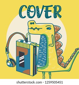cute dinosaur illustration as vector for baby tee print - Vector