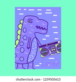 cute dinosaur illustration as vector for baby tee print - Vector