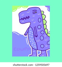 cute dinosaur illustration as vector for baby tee print - Vector