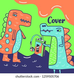 cute dinosaur illustration as vector for baby tee print - Vector